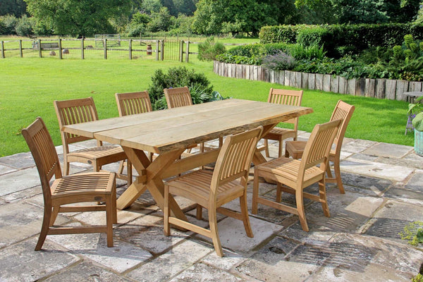 Outside Dining Furniture - Handmade Oak Cross Leg Garden Table