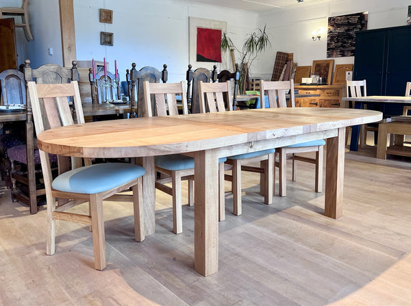 Handmade Oval Extending Oak Dining Table with 2 leaves