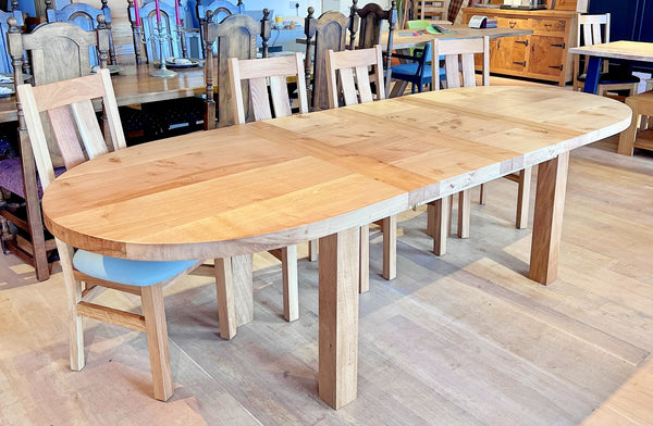 Handmade Oval Extending Oak Dining Table wtih 2 leaves top view