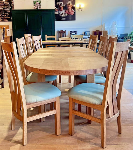 Handmade Oval Extending Oak Dining Table end view