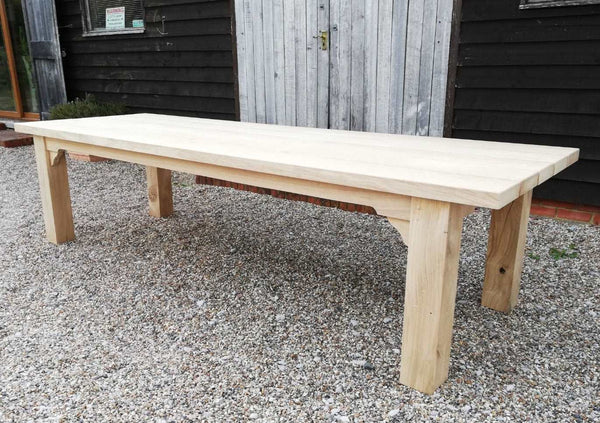 Large oak boarded garden refectory table