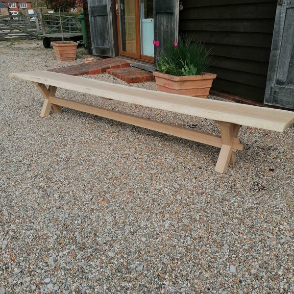 Cross leg bench for the garden