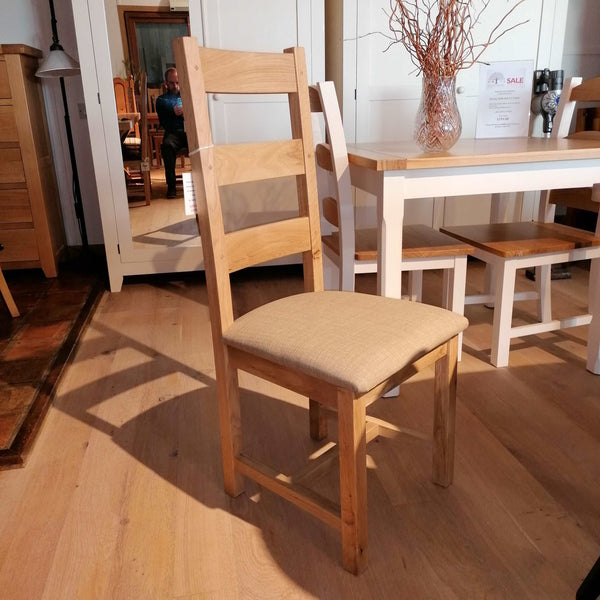 Oak ladder back side chair with Upholstered seat pad