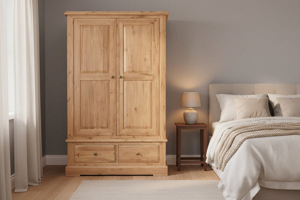 Solid oak double wardrobe