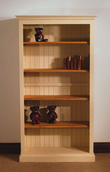Painted pine bookcase oak shelves
