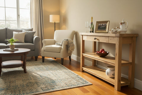Solid oak 1 drawer Console Table