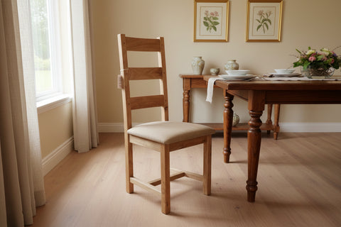 Oak ladder back side chair with Upholstered seat pad