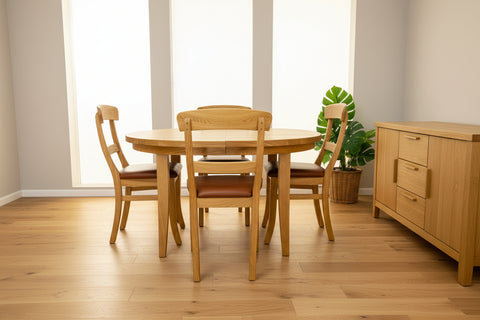 Solid oak Parlour Side Chair With Leather Seat Pad