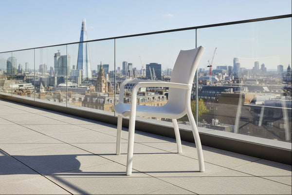 Outdoor Dining Furniture - Peasmarsh Stacking Chair on penthouse balcony in London