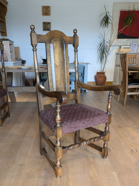 Reclaimed oak panel back carver chair