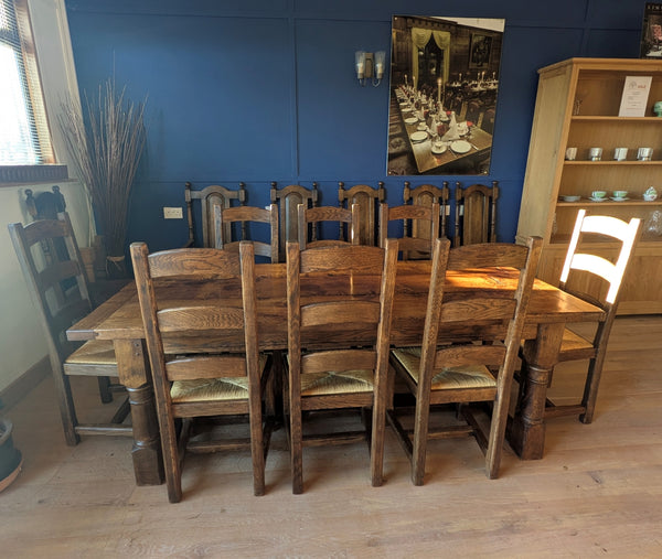 Clearance - Refectory Dining Table with 8 x Ladderback Side Chairs