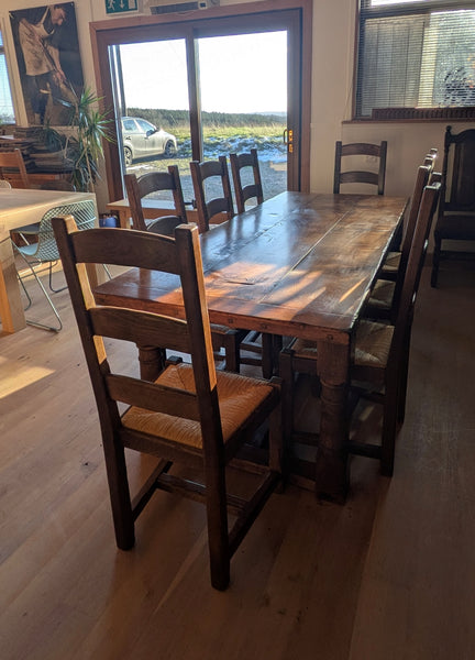 Clearance - Refectory Dining Table with 8 x Ladderback Side Chairs