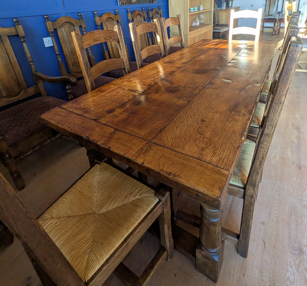 Clearance - Refectory Dining Table with 8 x Ladderback Side Chairs