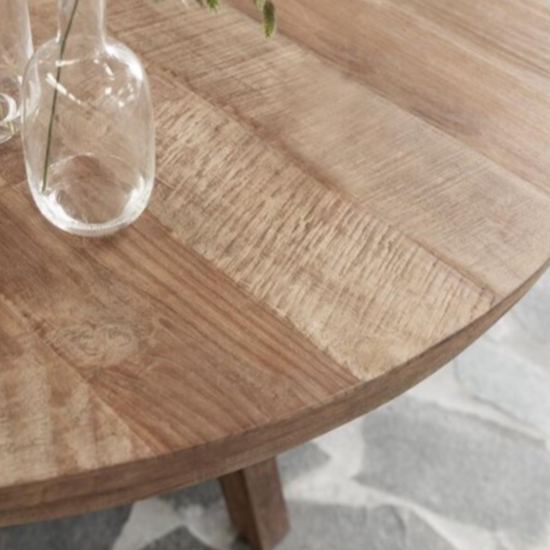Round Reclaimed Teak Splayed Leg Dining Table