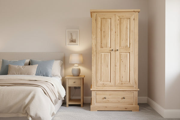 Small double solid oak wardrobe