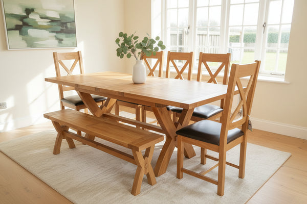 Avignon - Small Cross leg Extending Dining Table