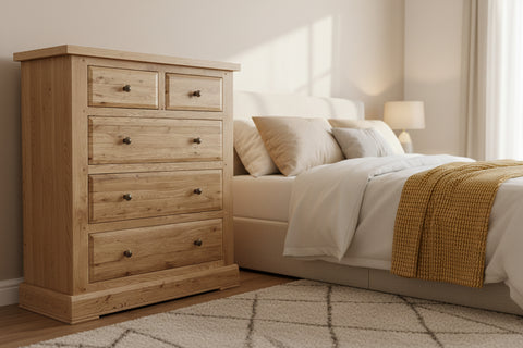 An Avignon - 2 Over 3 Chest Of Drawers. A Solid oak 2 over 3 chest of drawers