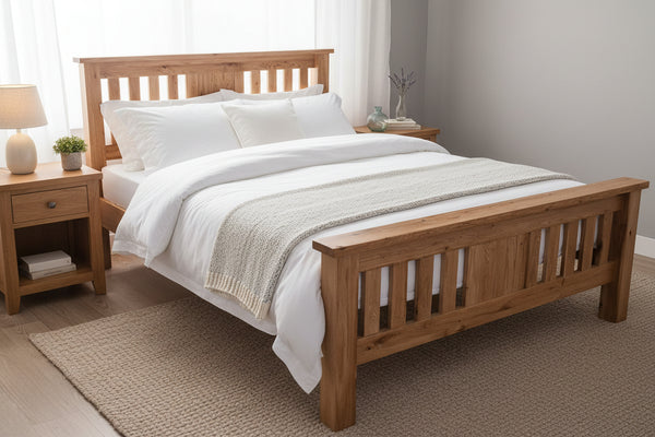 Solid oak bed available in 3 x sizes