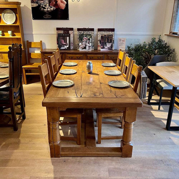 Handmade English Oak Refectory Table and chairs