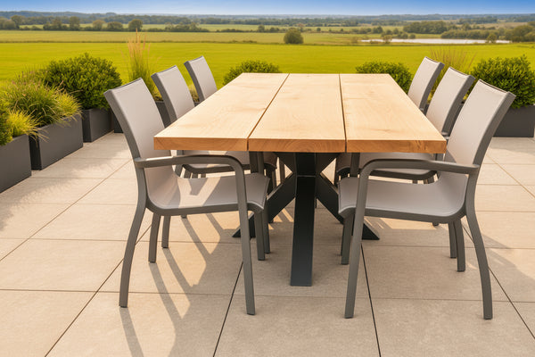 Outdoor Dining Furniture - Tenterden Table & Chair Set overlooking English countryside