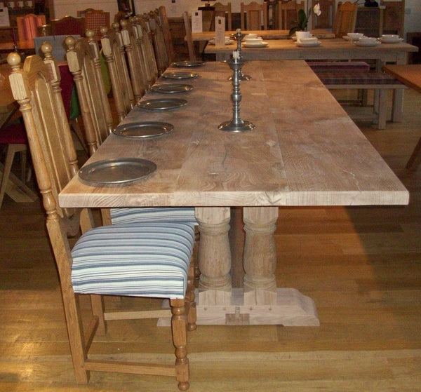 Twin Pillar Oak Dining Table