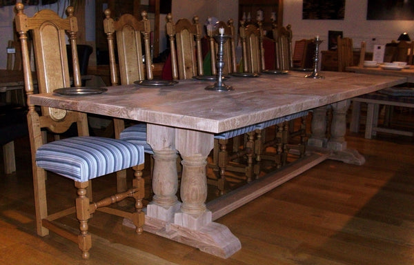 Twin Pillar Oak Dining Table