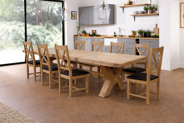 Centrally extending grand oxbow centrally extending oak table 350 cm