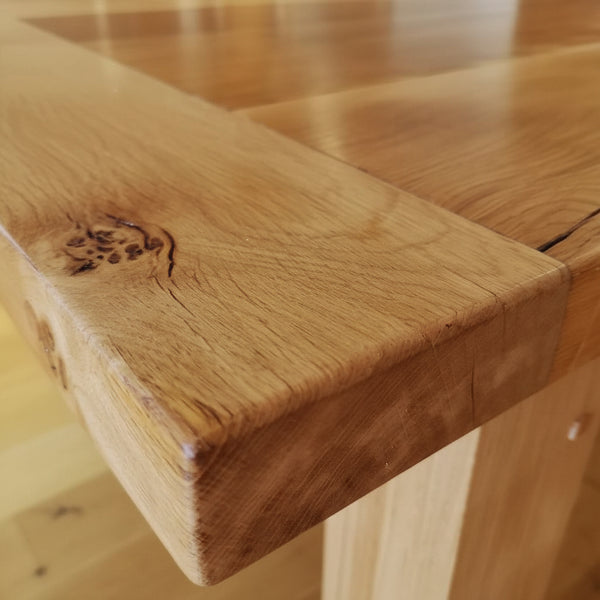 close up of character oak timber in Sussex Farmhouse table