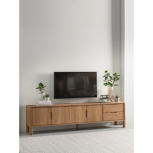Reclaimed teak widescreen large tv cabinet with 2 x drawers and 4 x doors
