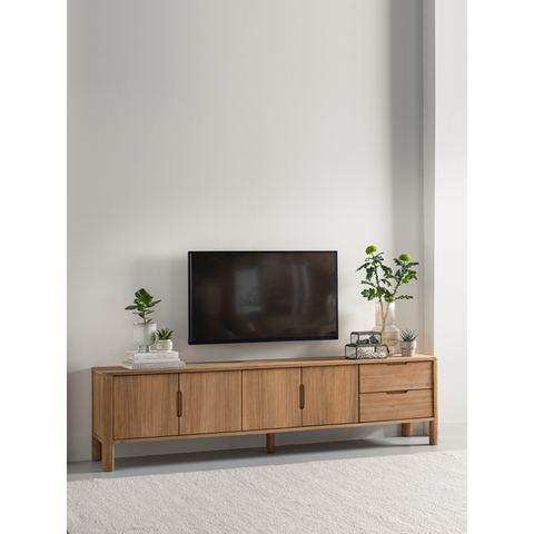 Reclaimed teak widescreen large tv cabinet with 2 x drawers and 4 x doors