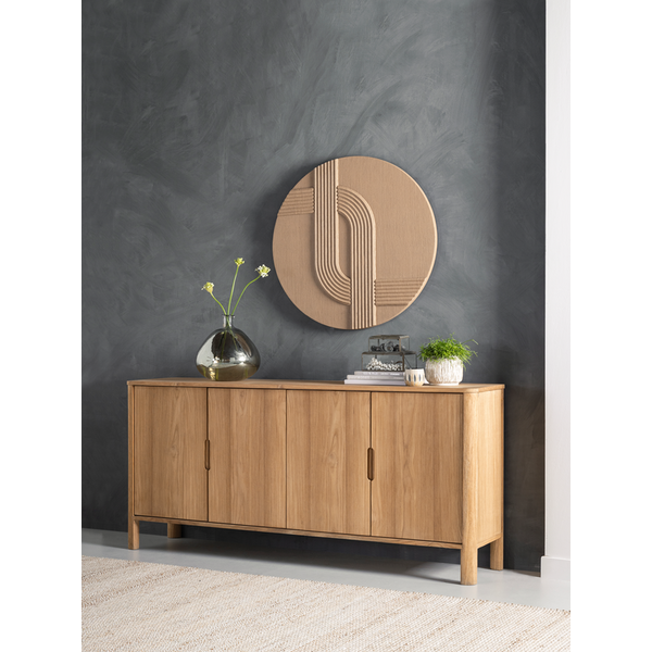 4 door sideboard in reclaimed teak with shelving to the cupboard space