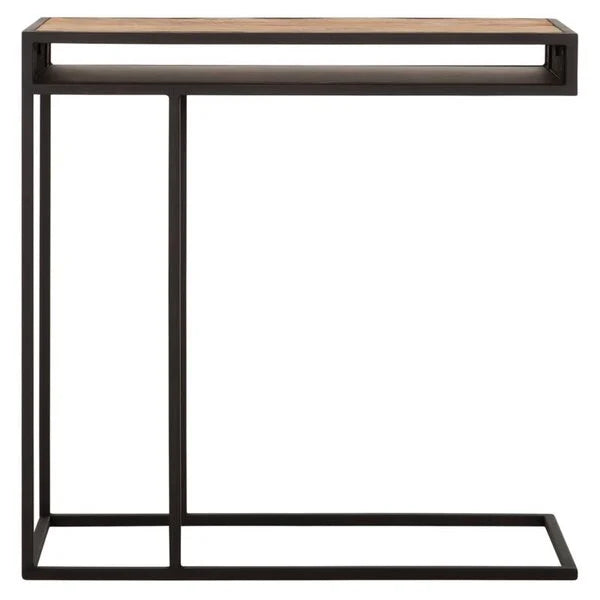 reclaimed teak laptop table with black metal framework contemporary design