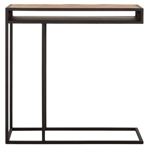 reclaimed teak laptop table with black metal framework contemporary design