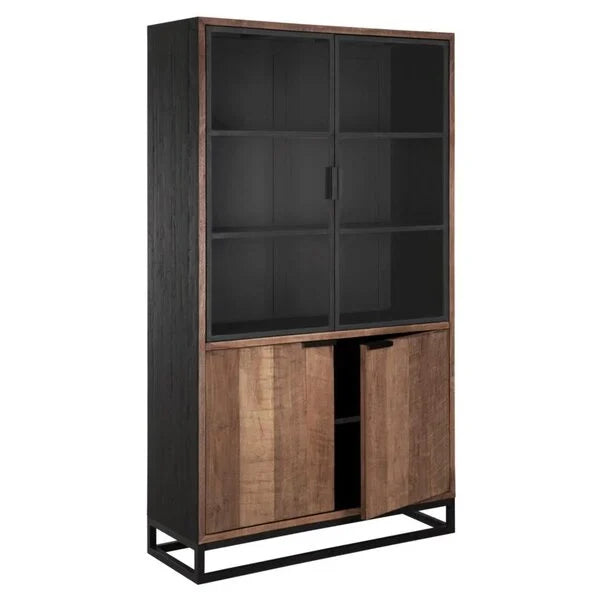 Reclaimed Teak by DTP - Glazed Display Cabinet with Cupboards Cosmo
