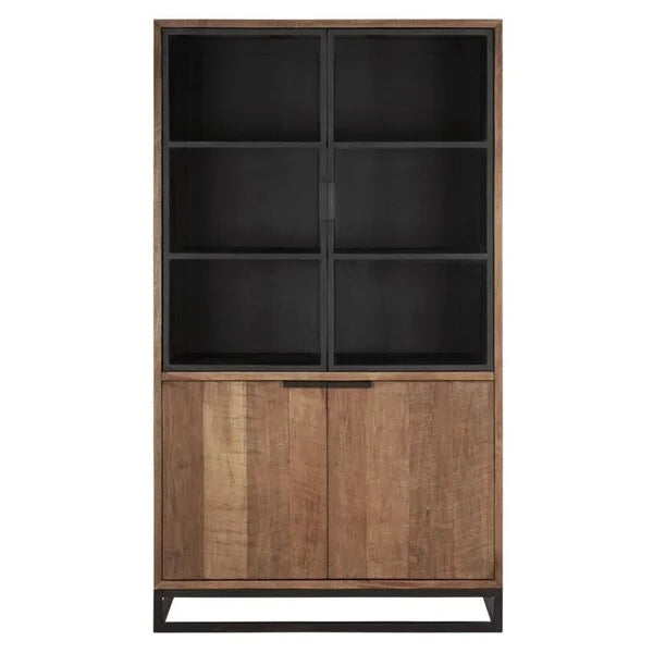 Reclaimed Teak by DTP - Glazed Display Cabinet with Cupboards Cosmo