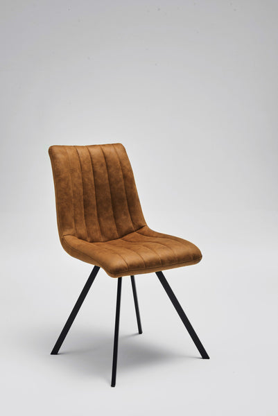 Contemporary upholstered dining chair with metal powder coated leg