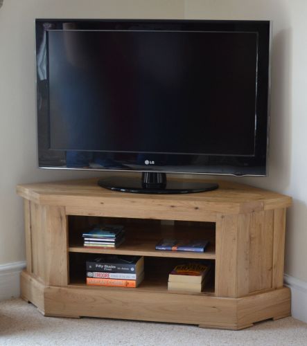 Solid oak corner TV cabinet