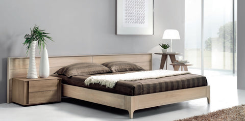 Contemporary solid oak bed