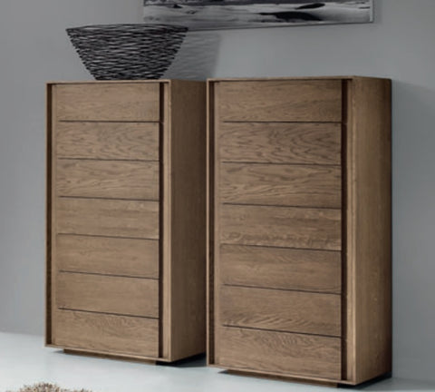 Contemporary slim oak chest of drawers