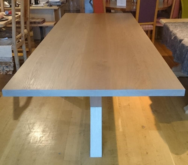 Contemporary angled oak dining table Top