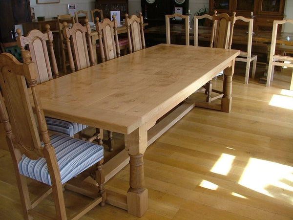 English Oak Framed Top Extending Refectory Dining Table 1
