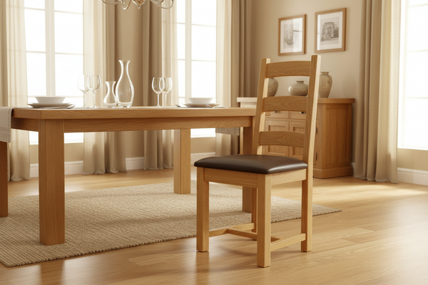 Oak Ladderback side chair with upholstered seat