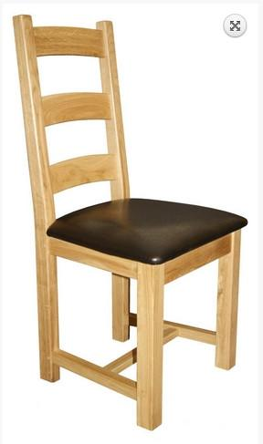 Oak Ladderback side chair with upholstered seat