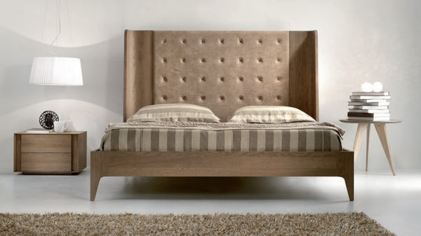 Tuscany Contemporary Oak and Leather Bed