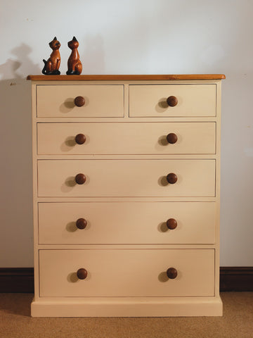 Painted 2 0ver 4 chest of drawers oak tops