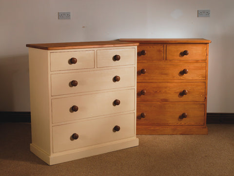 Painted chest of drawers oak top