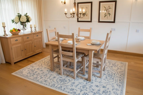 Oak Ladderback side chairs with rush seat room set