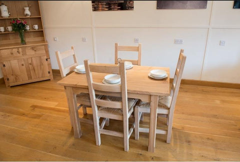 Oak Ladderback side chairs with rush seat room set