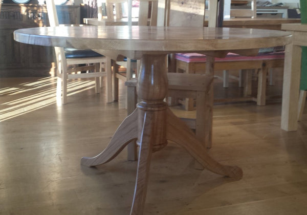 Round Pedestal Oak Dining Table Base