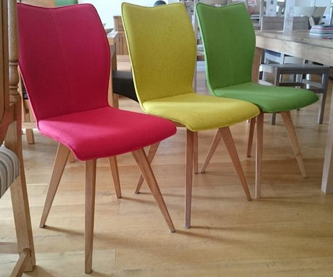 Three colour quadpod chairs